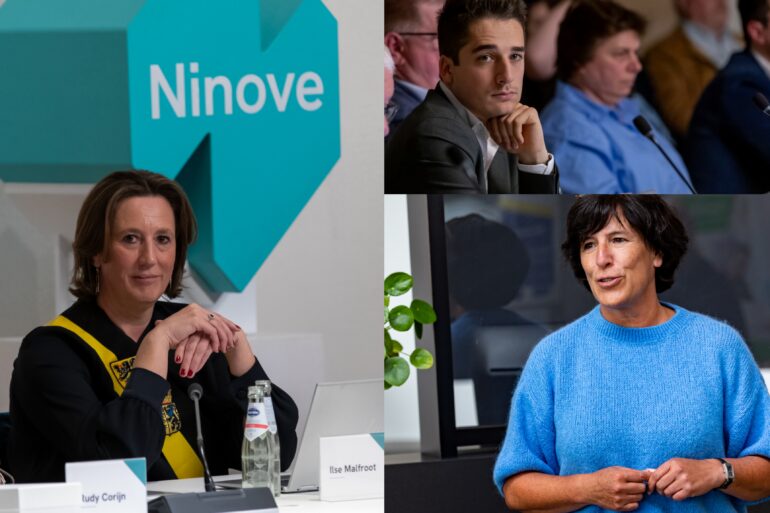 Schepen Ilse Malfroot, gemeenteraadslid Victor Schollaert (Positief Ninove) en Veerle Cosyns (Vooruit Ninove