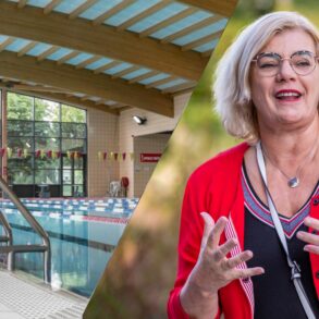 gemeenteraadslid Tania De Jonge (Positief Ninove) en Zwembad De Kleine Dender Ninove