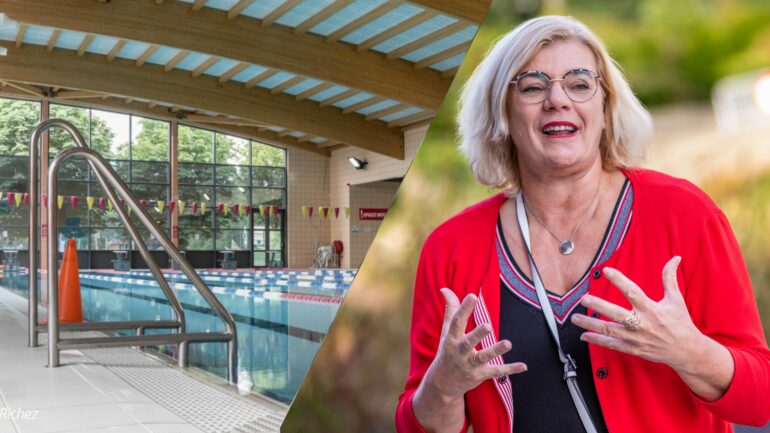 gemeenteraadslid Tania De Jonge (Positief Ninove) en Zwembad De Kleine Dender Ninove